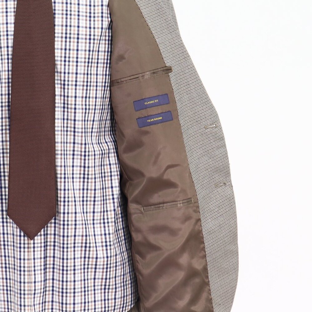 Stafford 42R Beige HT 2-Button Sport Coat Blazer Jacket P415 - Picture 10 of 11